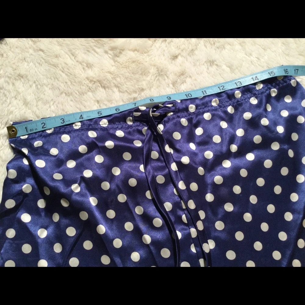 🌀2XHP!🌀VINTAGE | Satin Blue Silver Polka Dot PJs - Picture 9 of 12